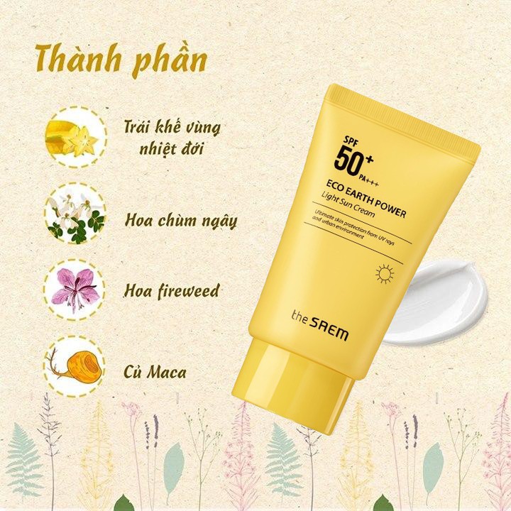 The Saem Eco Earth Power Sun Cream - Kem Chống Nắng The Saem Eco Earth Power SPF50+ PA++++