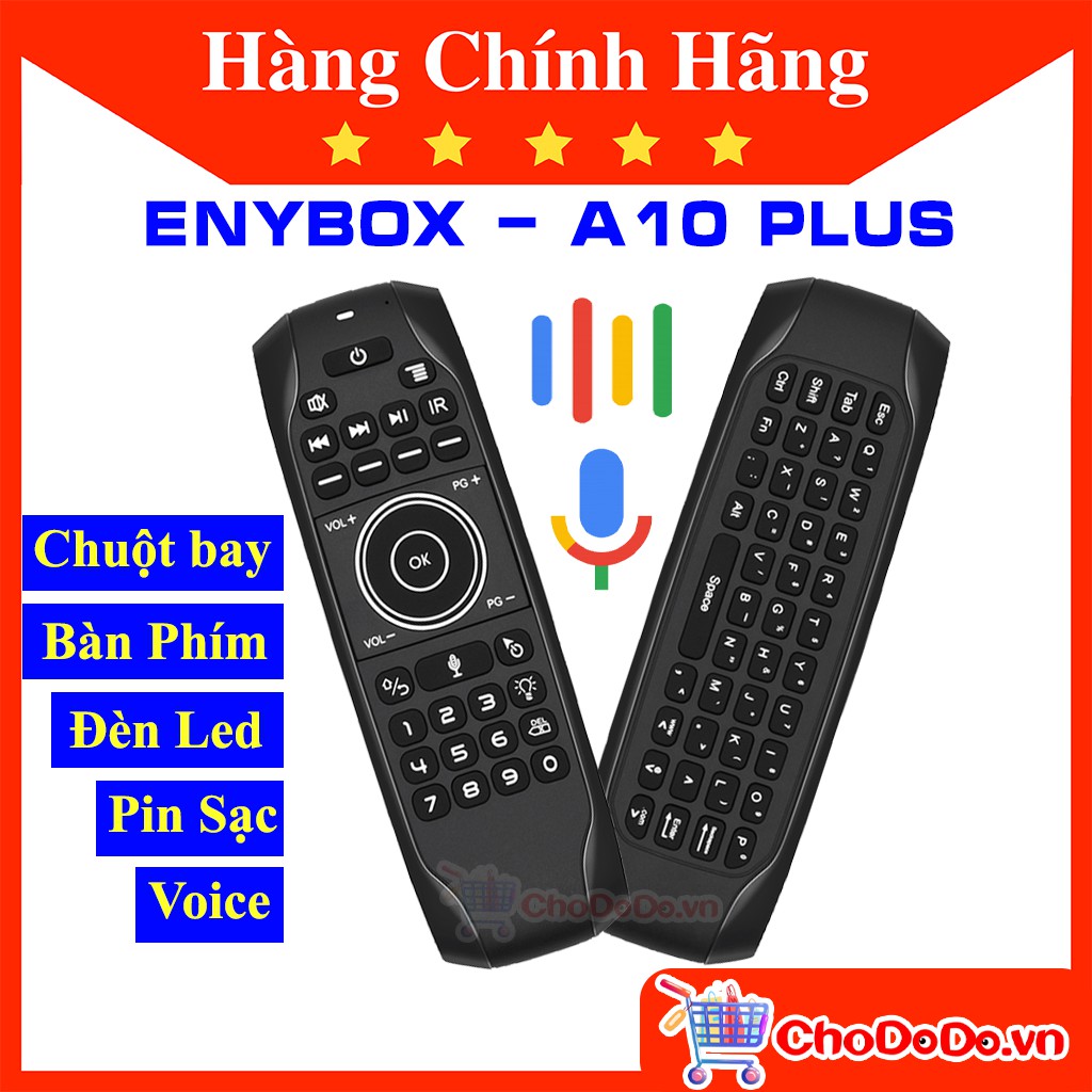 Chuột Bay Bàn Phím Tìm Kiếm Giọng Nói A10 Plus tích hợp Pin Sạc có Đèn Led sáng ban đêm hàng chính hãng ENYBOX