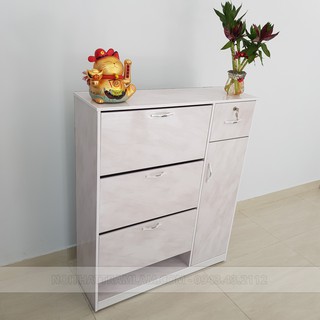 Tủ Giày Thông Minh Nhựa Đài Loan Màu Đá Trắng Xám - Giao hàng trong ngày