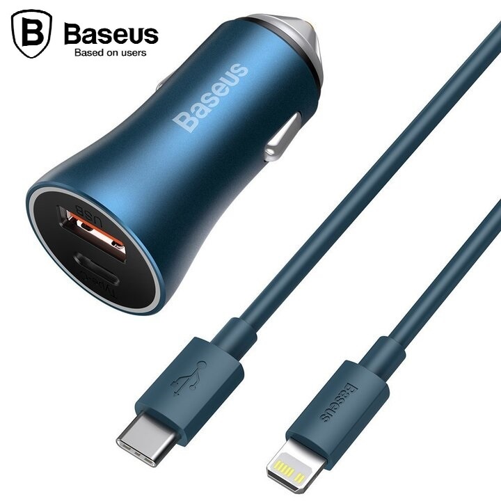 Tẩu sạc nhanh đa năng Baseus TZCCJD-B0G tích hợp Type-C và USB Hỗ trợ sạc nhanh Quick Charge 3.0 - BẢO HÀNH 12 THÁNG