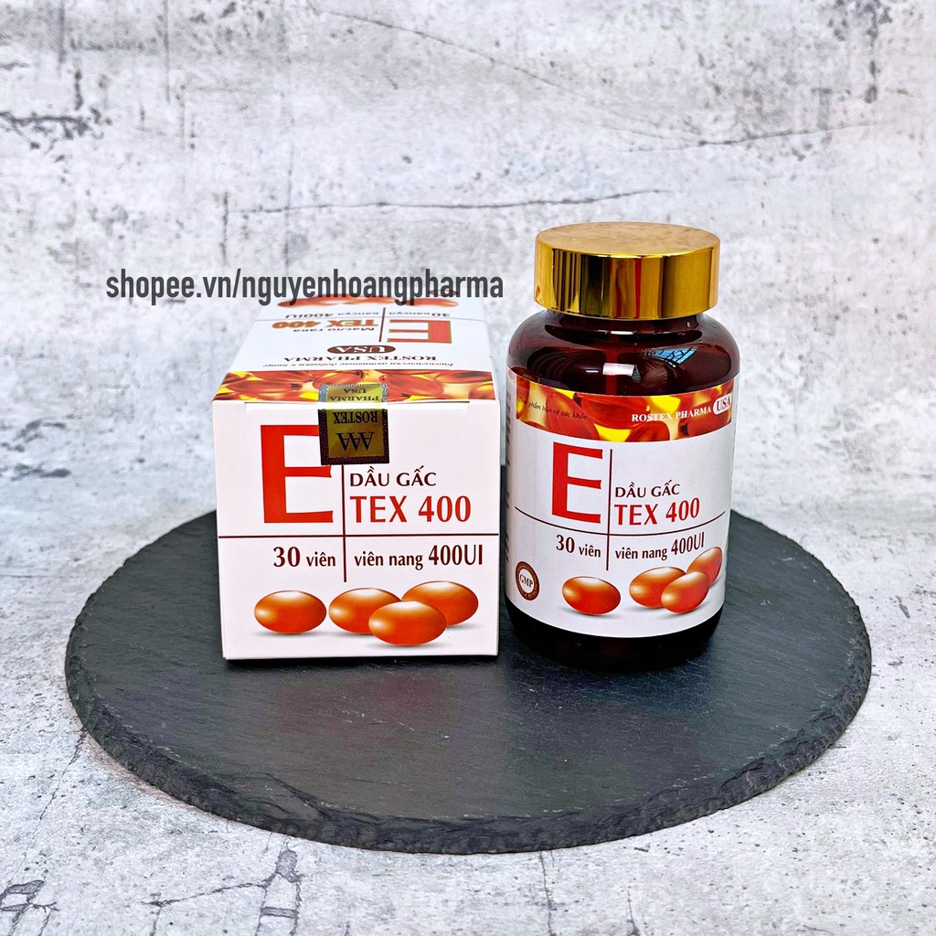Viên uống đẹp da Vitamin e đỏ, E 400 bổ sung dầu gấc,tinh dầu lô hội, làm sáng da, trắng da - Chai 30 viên