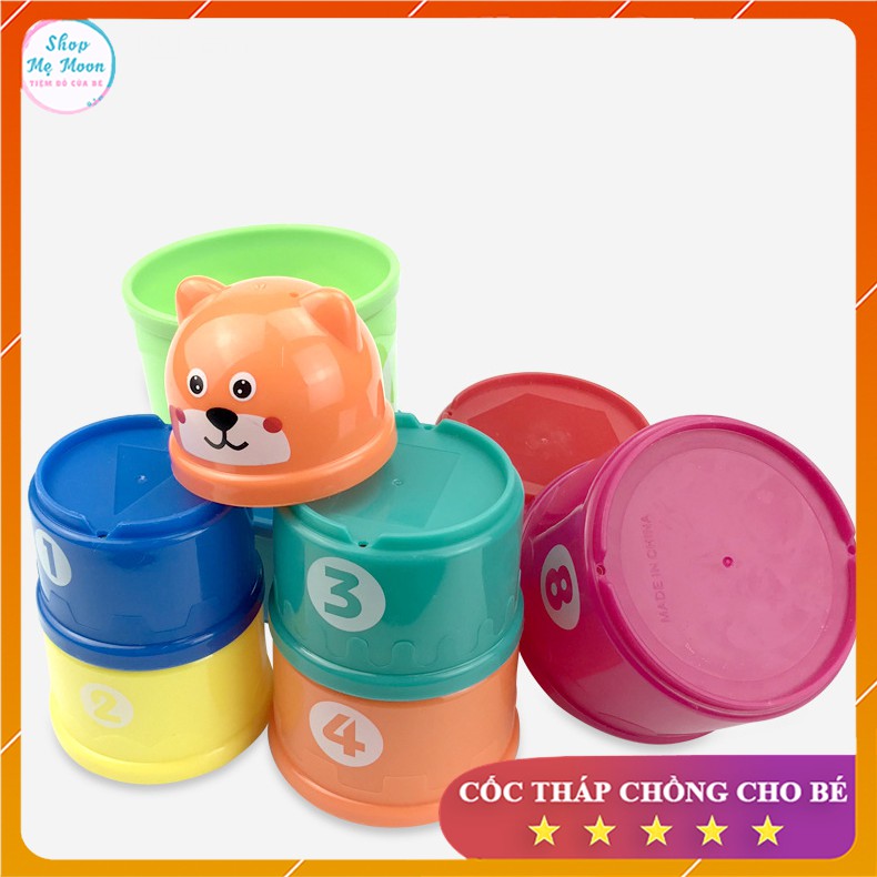 Set 9 Cốc Tháp Chồng cho bé học chữ cái và nhận biết màu sắc - Đồ Chơi Giáo Dục Cho Bé