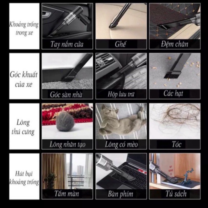 Máy Hút Bụi Cầm Tay Mini Không Dây, Vệ Sinh Ô Tô, Gia Đình, Hút Bụi Giường Nệm, Lông Chó Mèo - Hút Bụi Cầm Tay Mini HB1