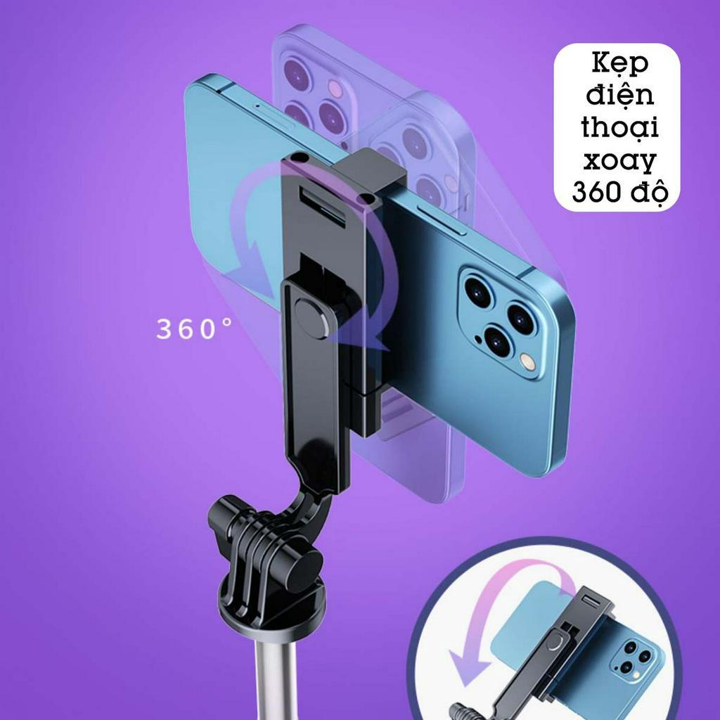 GẬY CHỤP ẢNH CÓ ĐÈN LED TRỢ SÁNG 3 CHÂN ĐỨNG DÀI 1 MÉT , Gậy selfie chụp hình, tự sướng,bluetooth điều khiển từ xa