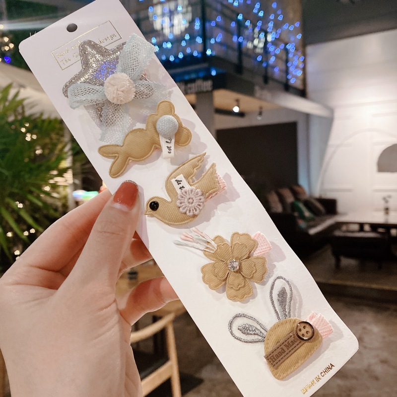 Bộ Kẹp Tóc Dễ Thương Kiểu Hoạt Hình Phong Cách Hàn Quốc Cho Bé Gái