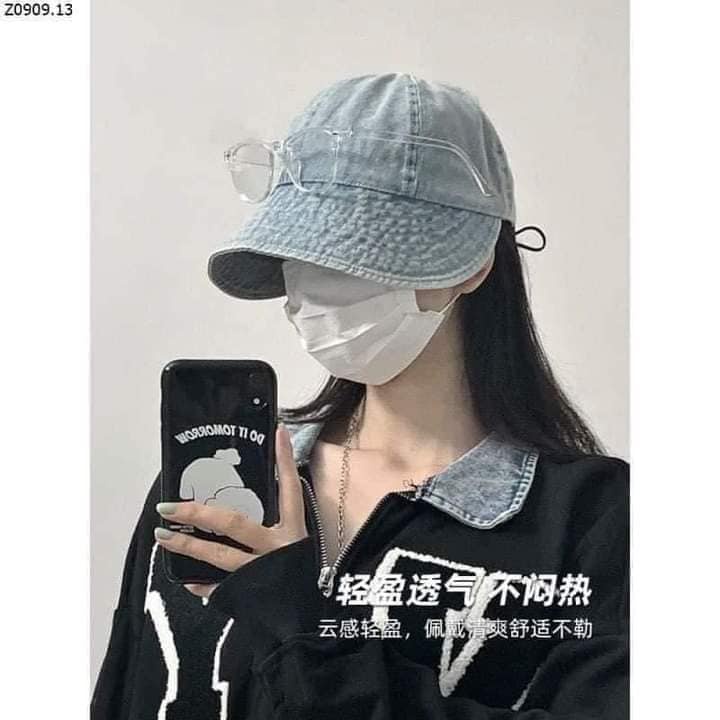 Mũ nữ jean nón lưỡi trai cao bồi denim phối dây rút phong cách Hàn Quốc