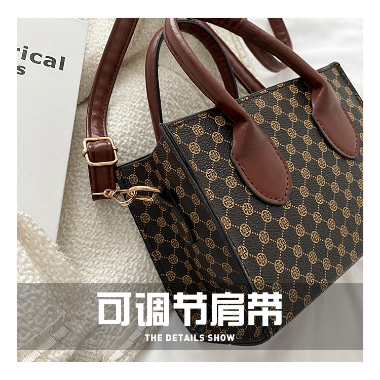 Túi tote đeo vai JASMIN NOIR dáng vuông nhỏ in hoa thời trang đơn giản cho nữ