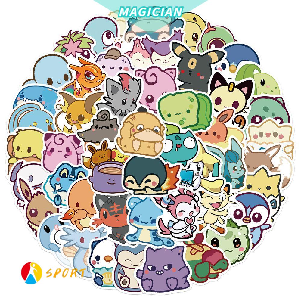 Bộ 50 Miếng Dán Trang Trí Chống Thấm Nước Họa Tiết Hoạt Hình Pokemon