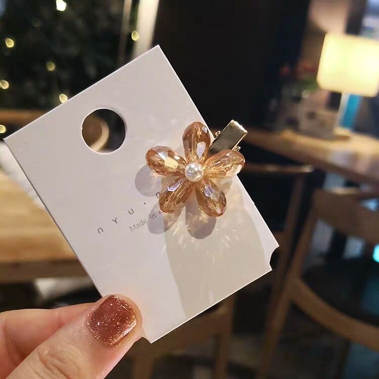 Kẹp tóc Haimeikang hình hoa đính đá thời trang nhỏ xinh dành cho nữ