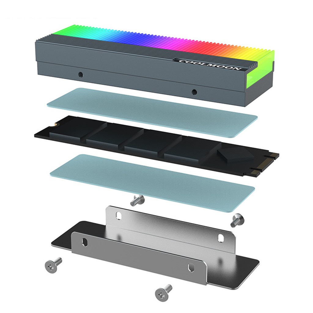 Bộ tản nhiệt ổ cứng COOLMOON M73S ARGB giúp làm mát cho ổ cứng thể rắn SSD M2 SSD M.2 2280 | BigBuy360 - bigbuy360.vn