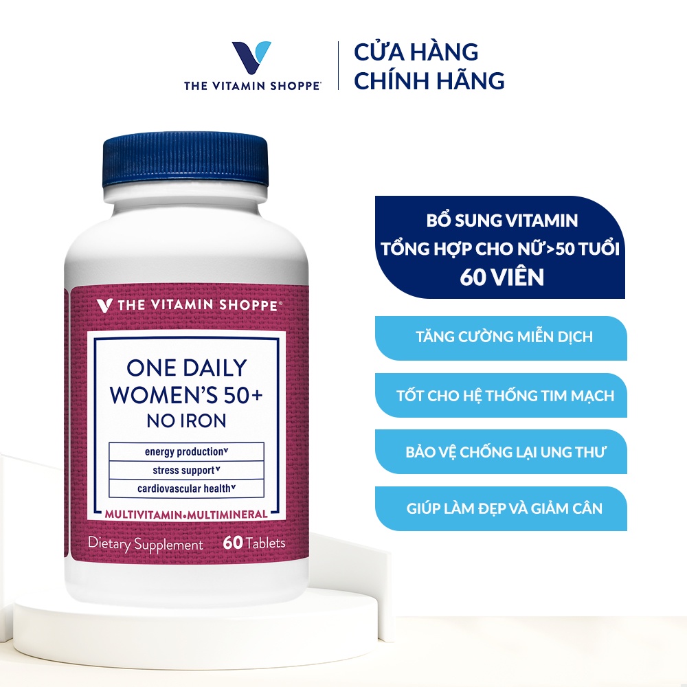 Viên uống bổ sung vitamin tổng hợp THE VITAMIN SHOPPE One Daily Women’s 50+ No Iron cho nữ trên 50 tuổi 60 viên