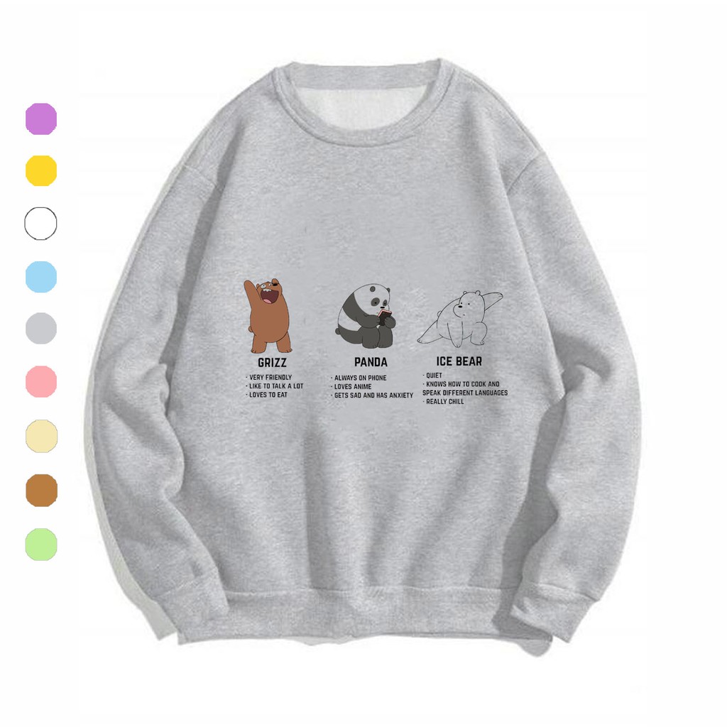 Áo sweater nam nữ in hình 3 chú Gấu, chất nỉ dày dặn, hợp làm áo cặp William - DS138