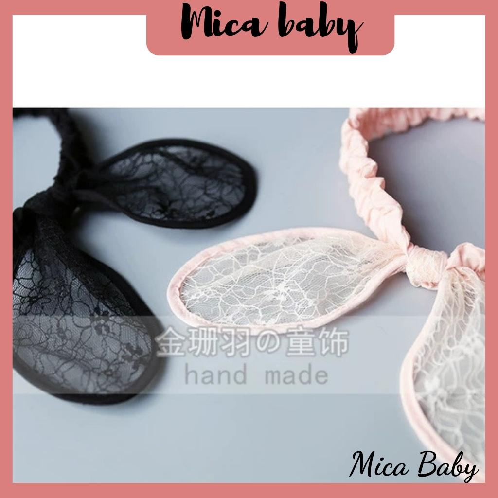 Bờm, băng đô dáng tại thỏ vải ren dẽ thương cho bé Mica baby BD31