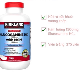 Viên uống glucosamin hcl 1500mg with msm 1500mg glucosamine kirkland 375 viên