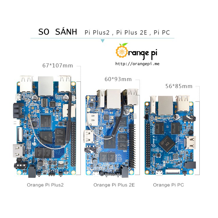 Máy tính nhúng Orange Pi Plus 2E ARM Cortex A7, RAM 2GB DDR3