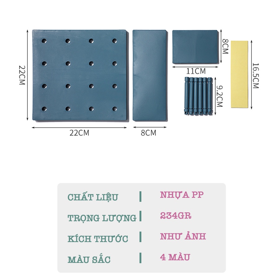 Bảng Pegboard Đục Lỗ Dán Tường Trang Trí Decor Nhiều Màu G020