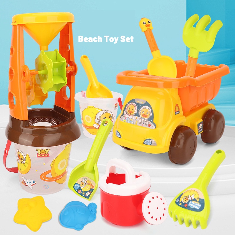 ZHAN QI TOYS Bộ đồ chơi bãi biển gồm xe và dụng cụ xúc cát dành cho trẻ em