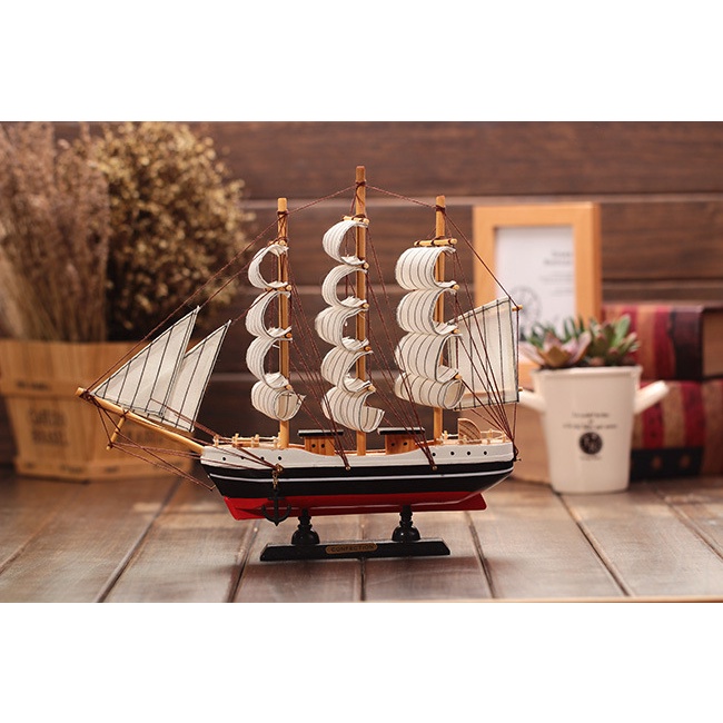 Mô hình thuyền buồm bằng gỗ decor nhà cửa