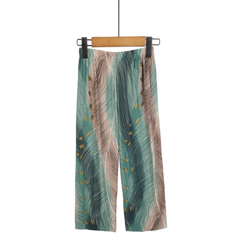 Bộ Đồ Ngủ Hai Mảnh Áo + Quần Ống Rộng Bằng Lụa Lạnh Kích Thước Lớn Dành Cho Phụ Nữ Trung Niên Vào Mùa Hè 2022