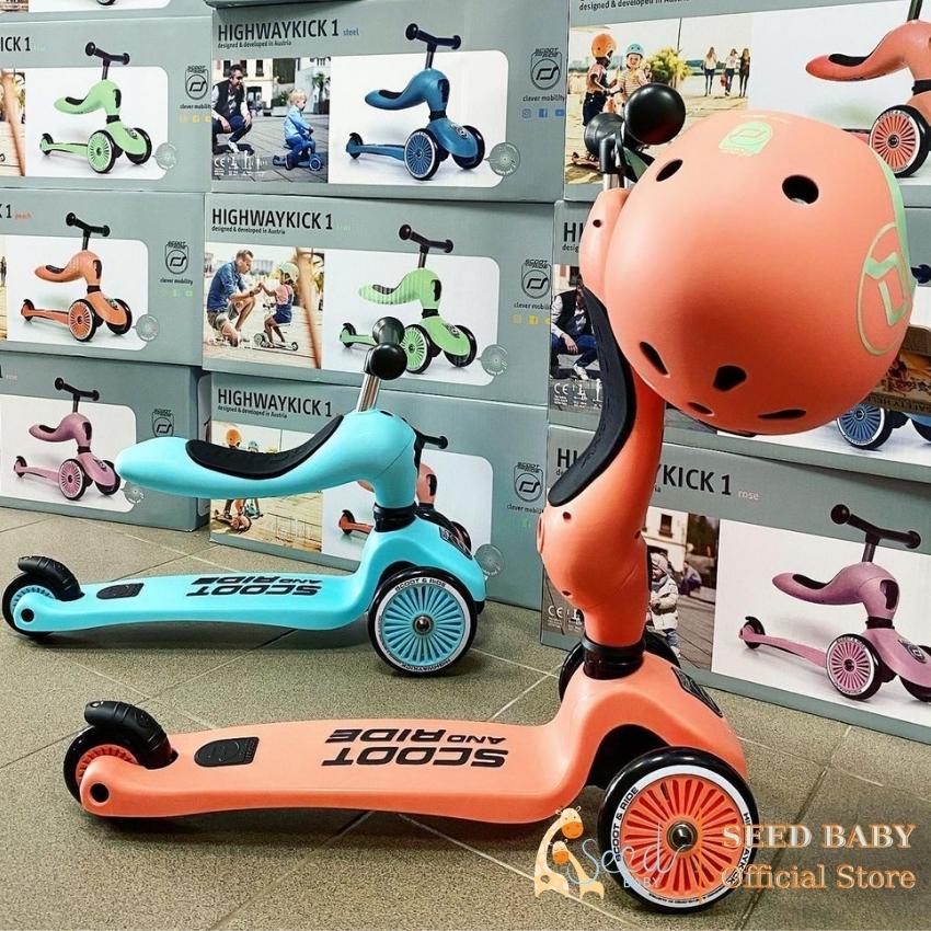 Combo xe trượt chòi chân kèm mũ bảo hiểm Scoot and Ride Highwaykick 1 dành cho bé 1-5 tuổi - Seed Baby