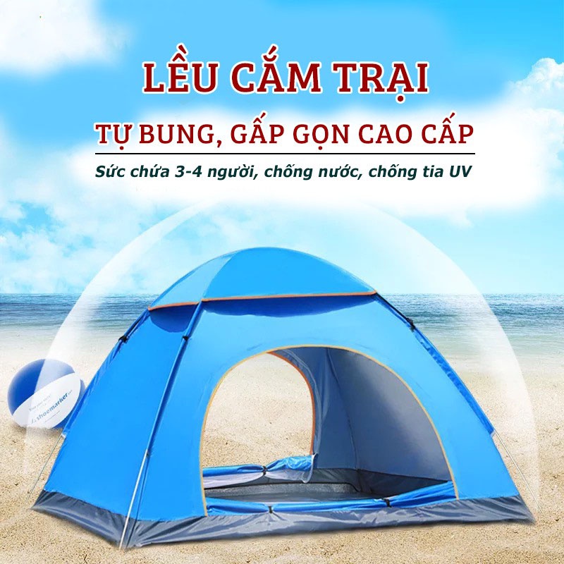 Lều cắm trại dã ngoại đi phượt tự bung du lịch cỡ lớn 3-5 người chống nước chống tia tử ngoại