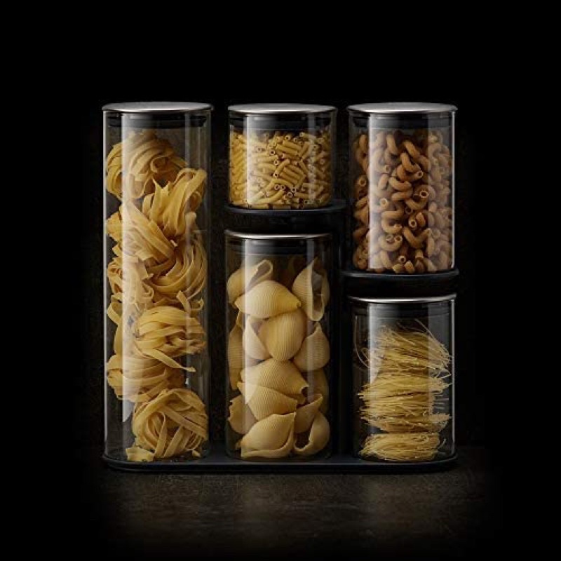 🇩🇪CHÍNH HÃNG-Set 5 hộp đựng đồ khô, gia vị các loại Joseph Joseph Podium 100 nắp inox CAO CẤP-TIỆN DỤNG- BỀN ĐẸP