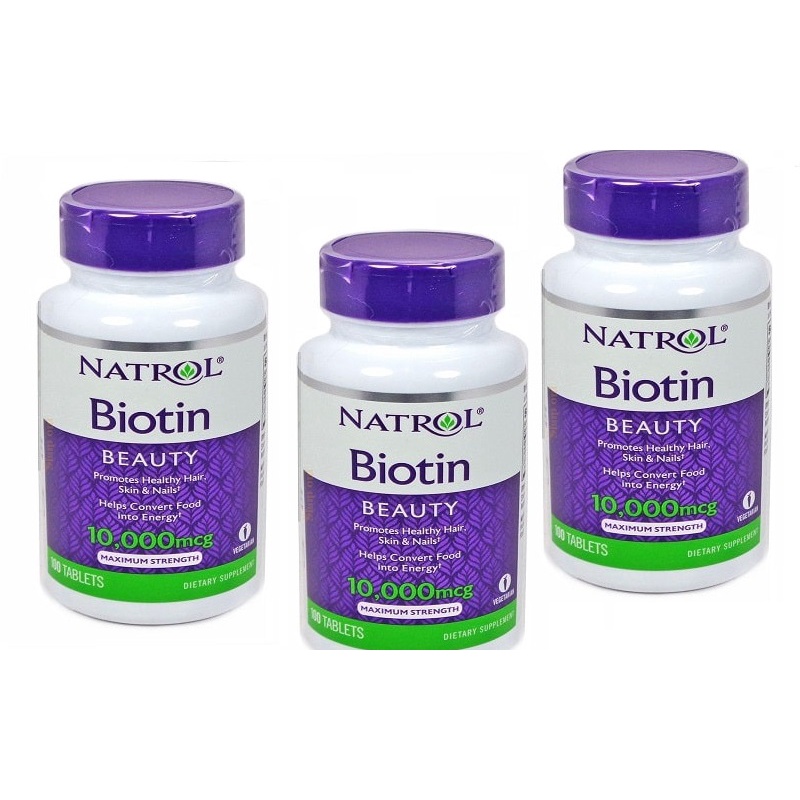 Viên Uống Hỗ Trợ Mọc Tóc Và Chống Rụng Tóc Natrol Biotin 10,000mcg Hộp 100 Viên