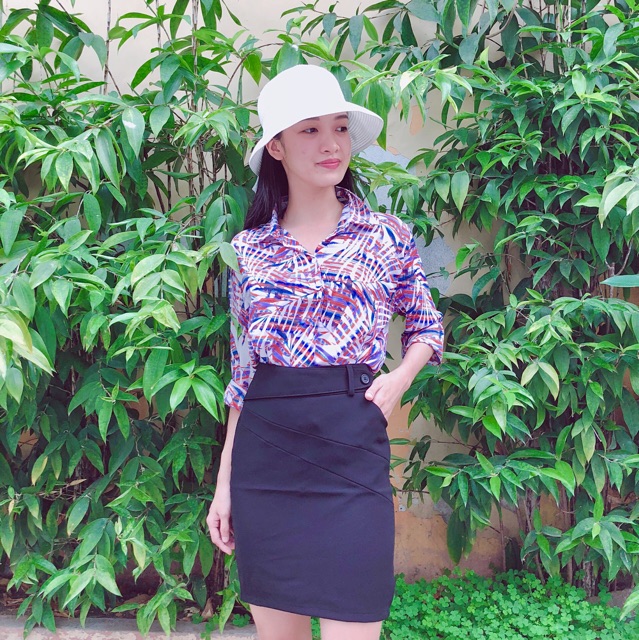 Chân váy công sở vải tuyết mưa màu đen | BigBuy360 - bigbuy360.vn