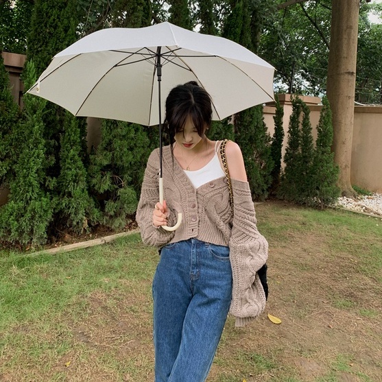 Xiaozhainv Áo Khoác Cardigan Tay Dài Màu Sắc Tươi Sáng Phong Cách Hàn Quốc