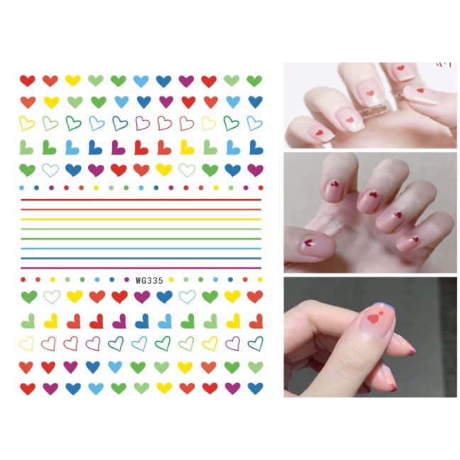 Sticker tim trang trí nail