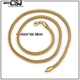 DÂY CHUYỀN INOX NAM KHOEN ĐANG VUÔNG MẠ VÀNG 4LY siêu đẹp, siêu chất