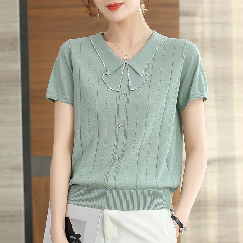 Áo Thun Nữ Ngắn Tay Cổ Bẻ Thời Trang Hàn