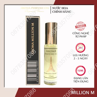 Nước Hoa Nam, Tinh Dầu Nước Hoa Aroma Million M 12ml - Mạnh Mẽ, Sành Điệu
