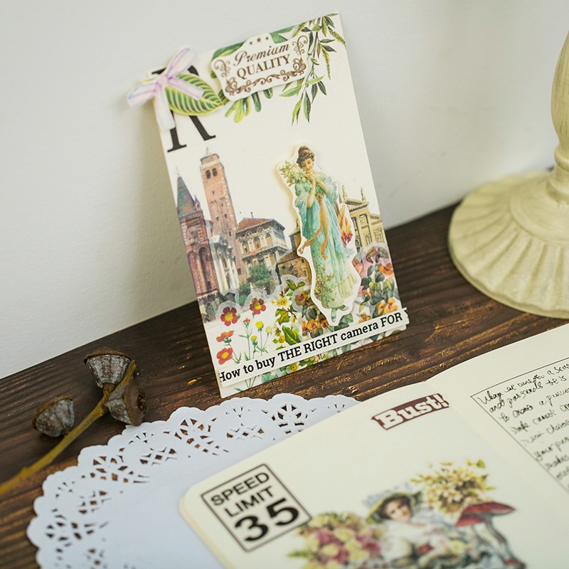 60 Tấm hình dán trang trí sổ lưu niệm họa tiết xinh xắn