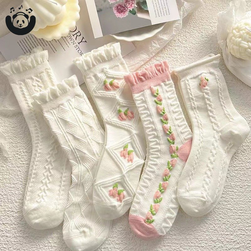 Vớ Cổ Cao Phối Ren Dễ Thương Xinh Xắn Cho Nữ