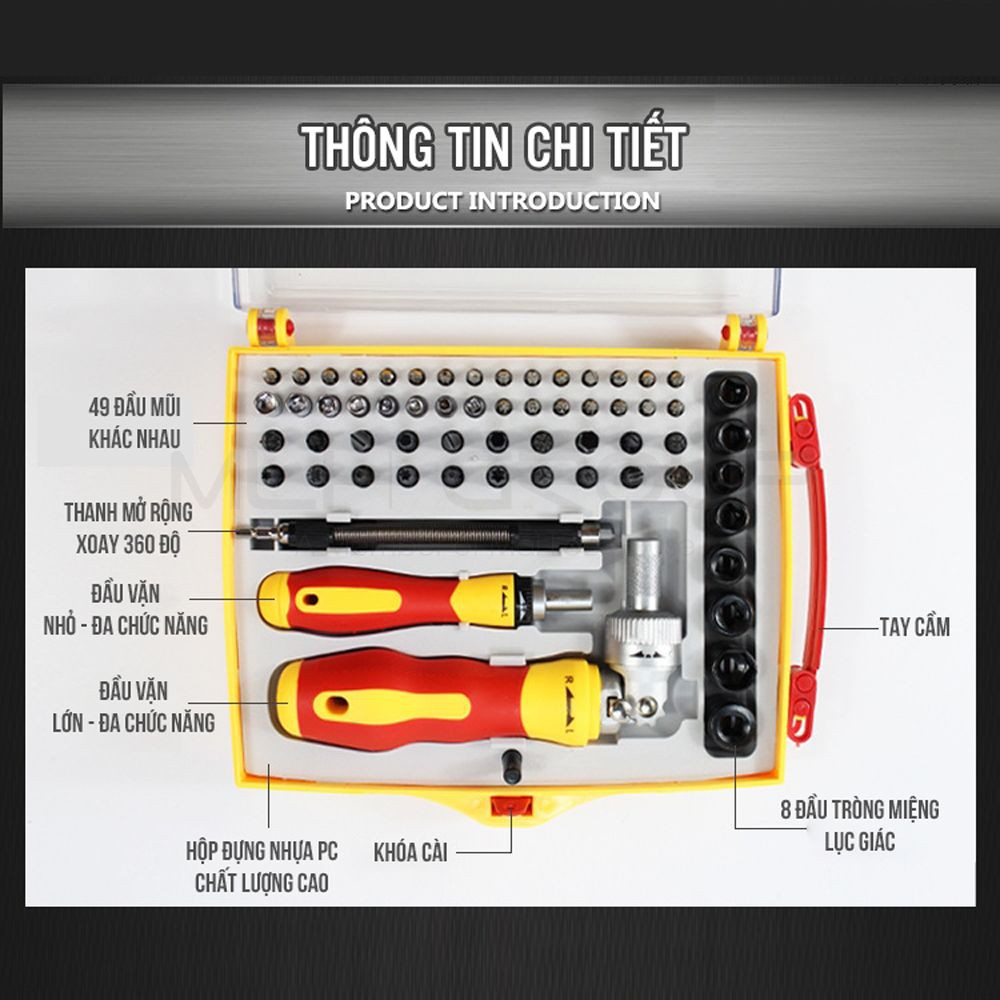 Bộ Dụng Cụ Tuốc Nơ Vít Đa Năng Sửa Chữa Gia Đình 62 Trong 1 Tròng Bánh Cóc Giúp Dễ Dàng Sửa Chữa Nhỏ Gọn Tiện Lợi MLH