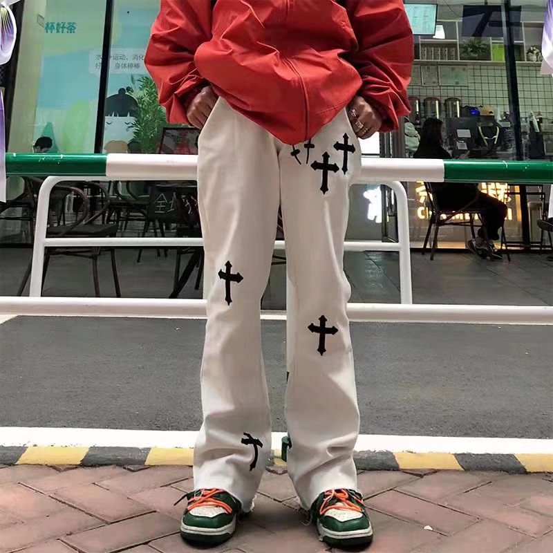 Quần jeans Dài Ống Đứng Phong Cách Âu Mỹ Thời Trang Cho Nam Thêu Chữ THập fashion bigsize unisex quần tây thường