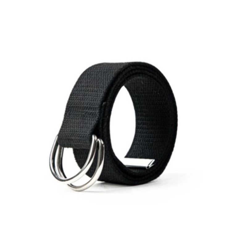 Thắt lưng unisex bản nhỏ MEANSTORE dây nịt nam nữ chất kaki dày dặn phong cách Hàn Quốc màu đen, be