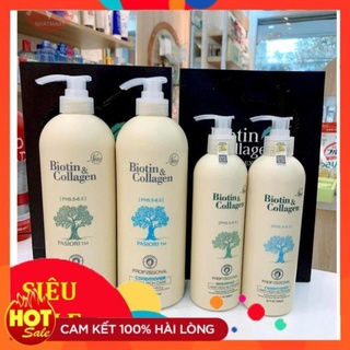 Biotin collagen - cặp dầu gội + xả chống rụng kích thích mọc tóc siêu mềm mượt biotin & collagen 1000ml