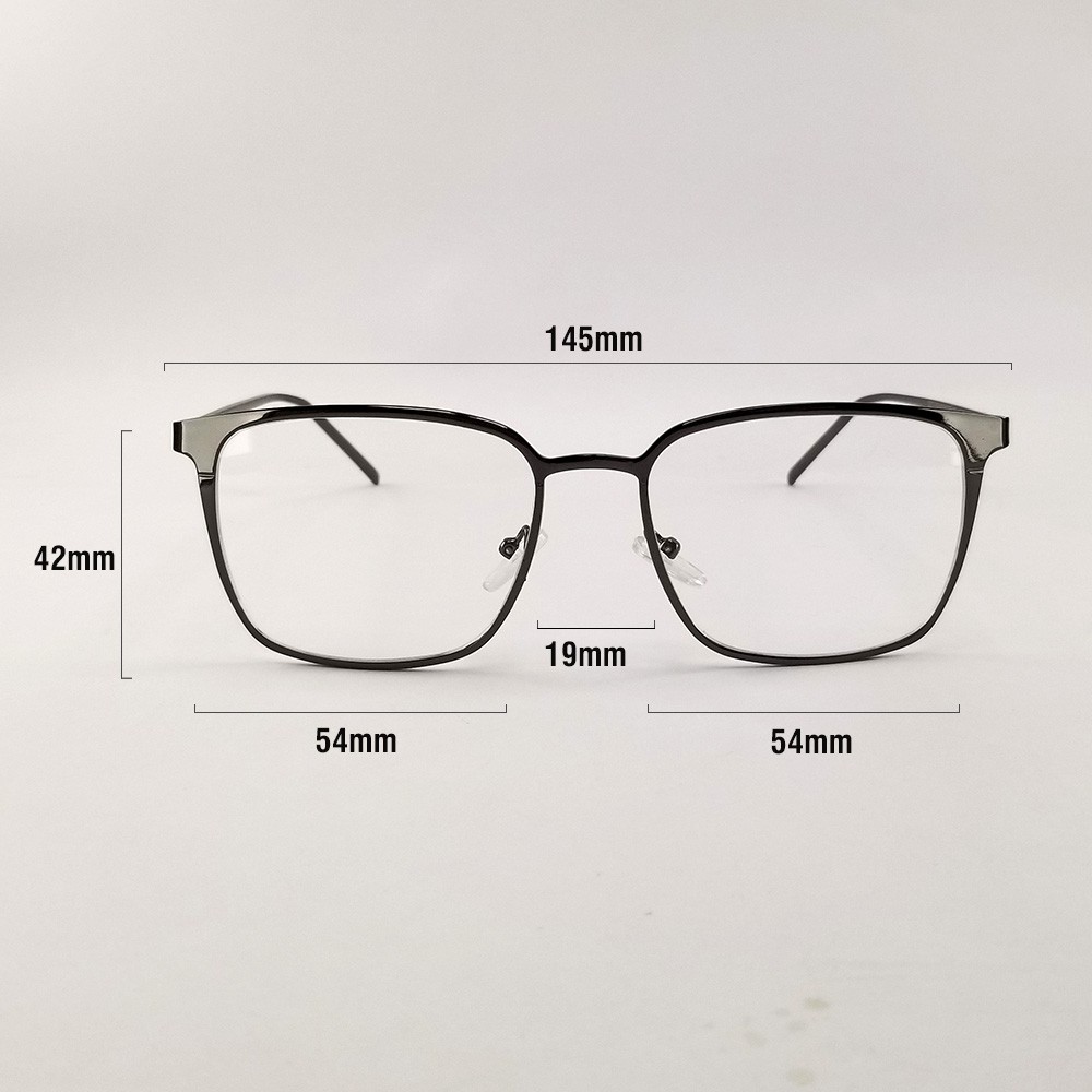 Gọng kính mắt cận nam nữ form kim loại chữ nhật 7K8072 màu ghi xám. (Mẫu gọng này hiện shop không lắp tròng cận có độ)
