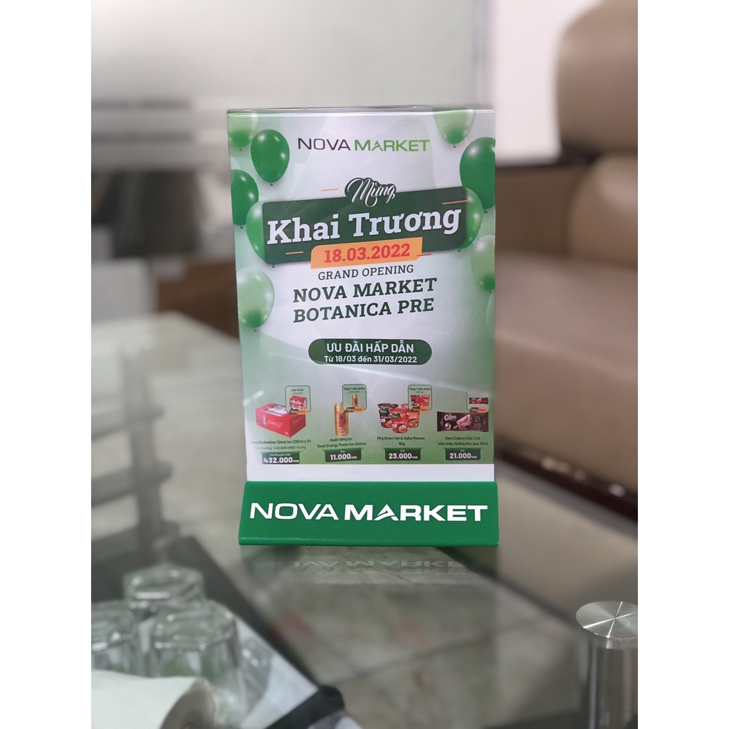 Standee Menu Mica A5 , đế tam  giác , đa dạng màu sắc