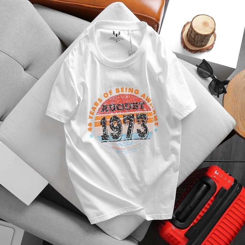 Áo thun nam tay ngắn cổ tròn vải cotton siêu đẹp hàng cao cấp logo 1973 in nổi