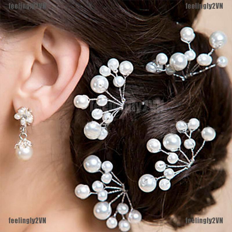 Trâm cài tóc phối hình hoa đính ngọc trai thanh lịch cho nữ