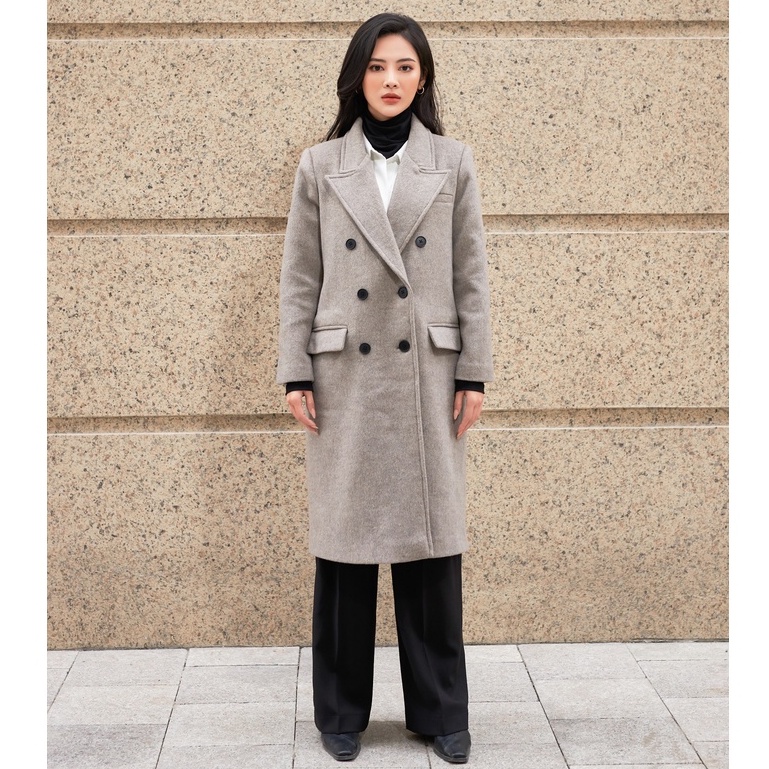 Áo Măng Tô ONMIX Dạ Xám Lông Cừu - wool coat