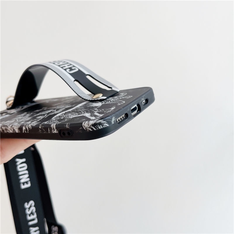 Dior retro pattern wristband phone case dior lanyard big name bracket case case thích hợp cho iphone 13 12 11 14 pro max