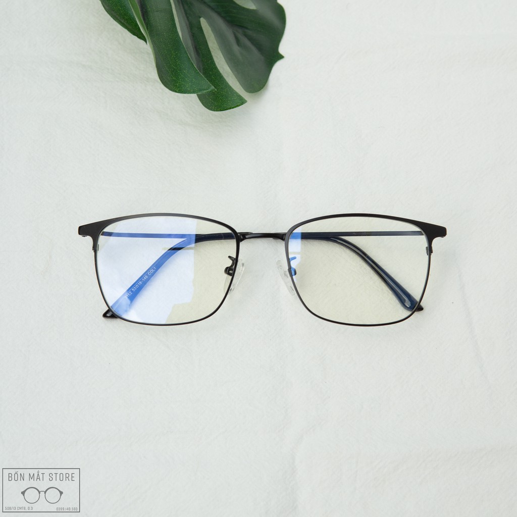 Gọng kính cận Bốn Mắt Store chất liệu Kim Loại Siêu Mảnh Nhẹ Form Vuông Bầu C152-Tặng Khăn Hộp | BigBuy360 - bigbuy360.vn