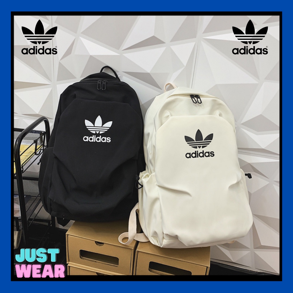 Balo nam nữ balo học sinh balo thời trang adias trendy hai màu trắng đen basic chất vải poly chống thấm nước tốt