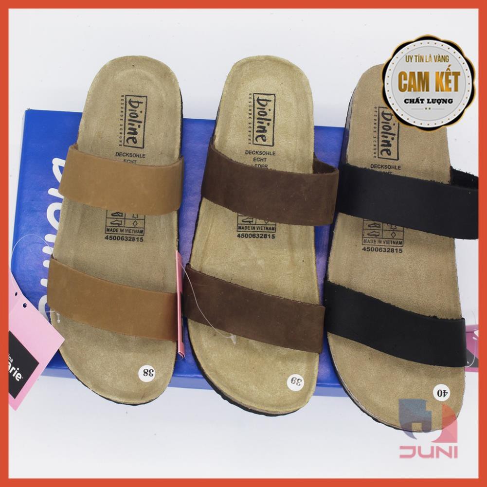 [DA BÒ THẬT] D18-Dép da bò quai ngang Unisex (Đế trấu) Juni Store