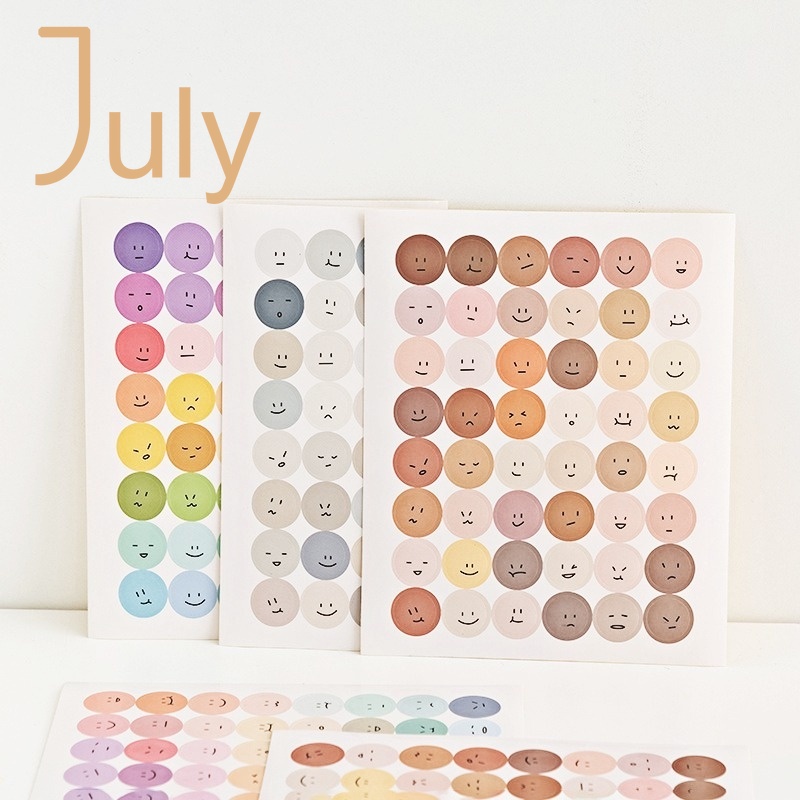 Hình dán mặt cười hình tròn xinh xắn phong cách Hàn quốc