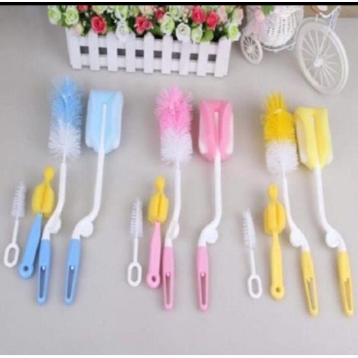 Bộ cọ rửa bình sữa 4 chi tiết⚜️FREESHIP⚜️Bộ cọ rửa bình sữa, núm ti, phụ kiện máy hút sữa 4 chi tiết moonship